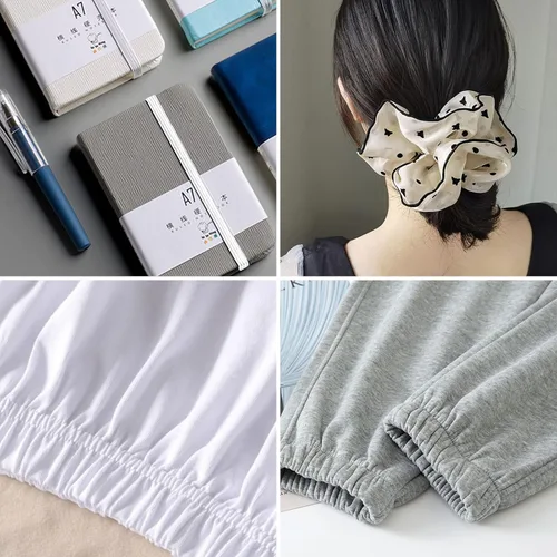 Miniatura 3 de Banda elástica plana para costura, 1/4 de pulgada, 50 yardas de alta elasticidad, cuerda elástica blanca, carrete elástico de punto para coser Blanco