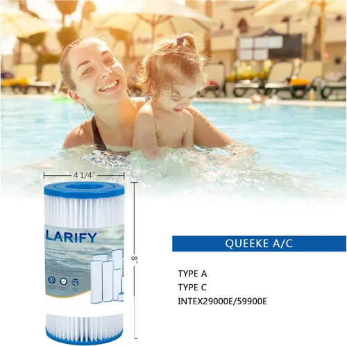 Miniatura 6 de CLARIFY Cartucho de filtro de piscina tipo A/C compatible con 29000E/59900E, filtros de piscina sobre el suelo fáciles de configurar para escapadas