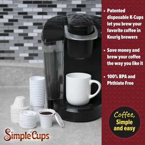 Miniatura 2 de SIMPLECUPS Vasos desechables, 50 tazas, tapas y filtros, compatibles con máquinas Keurig, K-Cup y otras tazas K reutilizables de una sola porción