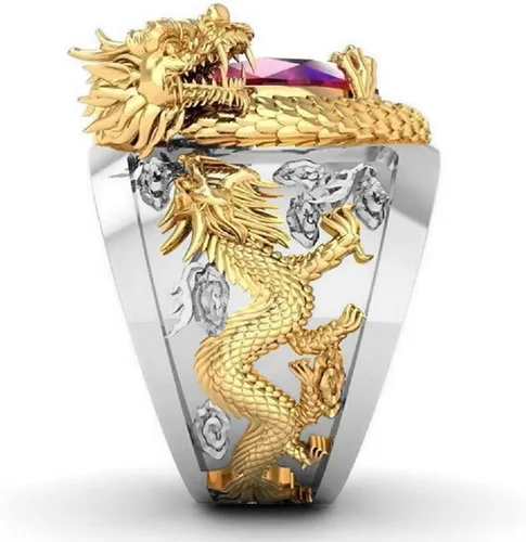 Miniatura 2 de Cuistonelf Anillo de dragón para hombre, anillo de dragón punk, anillo de cabeza de dragón vikingo nórdico, anillo de dragón helado, anillo