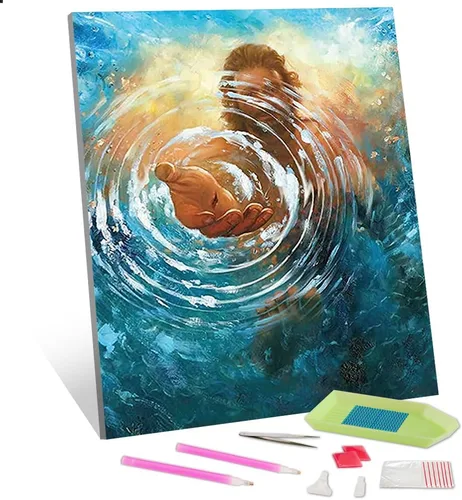 TISHIRON Kits de pintura de diamantes de Jesús para adultos, kit de pintura de diamantes para adultos, arte de diamantes para niños, kit de pintura