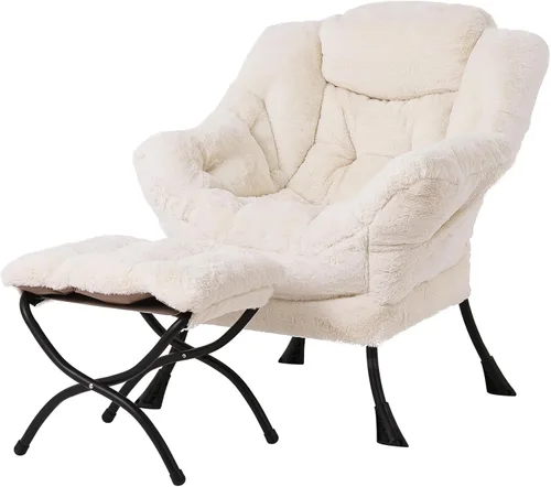 Miniatura 37 de Tiita - Sillón reclinable con otomana, grande, moderno, silla de ocio, de lectura, con reposapiés, para dormitorio, sala de estar, dormitorios, Gris