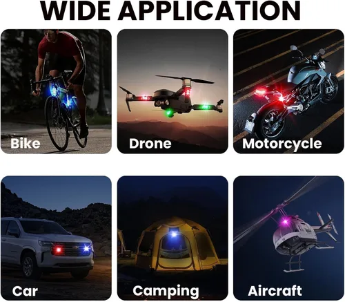 Miniatura 6 de 8 luces estroboscópicas LED inalámbricas con control remoto, RGB 8 colores multifunción, carga USB, impermeable, anticolisión, advertencia trasera