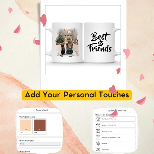 Miniatura 3 de Gossby Taza de café de Navidad personalizada con diseño de perro y mamá, regalo de Navidad personalizado para mujeres con nombre, taza de cerámica