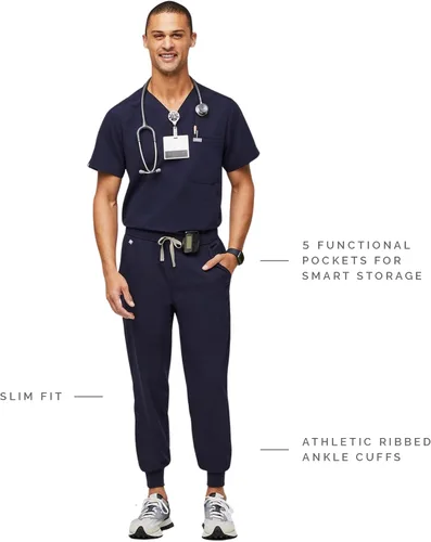 Miniatura 2 de FIGS Tansen - Pantalones deportivos para hombre, ajuste delgado, 5 bolsillos, elástico en 4 direcciones, pantalones quirúrgicos antiarrugas