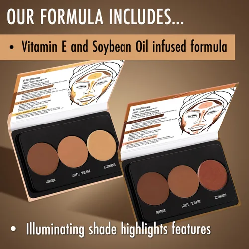 Miniatura 5 de Black Radiance True Complexion Crème Contour Paleta, define, esculpe y resalta: ligero a medio Ligero a mediano.