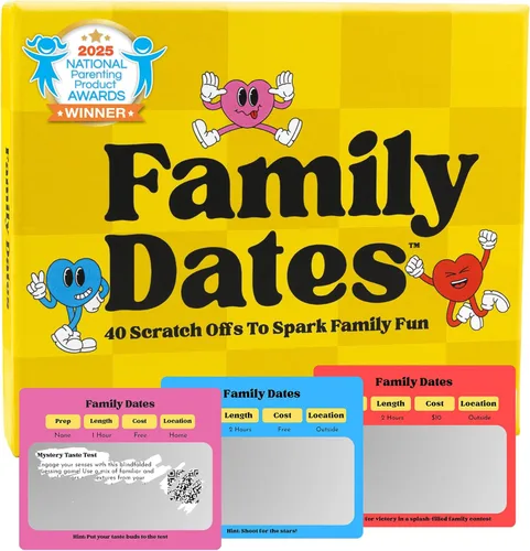 Happy Duo Family Dates 40 Tarjetas de Rasca y Ganca – Actividades Divertidas y Ideas para Noches de Citas Familiares para Niños y Padres – Juego de