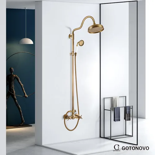 Miniatura 8 de gotonovo Juego de grifo de ducha expuesto de lujo, sistema de ducha de baño de 8 pulgadas, montaje en pared, cabezal de ducha de lluvia con rociador