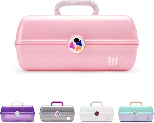Miniatura 19 de Caboodles On-The-Go Girl - Caja de maquillaje para chicas, dos tonos violeta sobre brillo plateado, caja organizadora de maquillaje de plástico