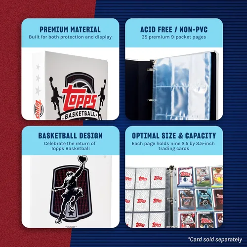 Miniatura 5 de Topps Carpeta para Baloncesto - Carpeta de 9 bolsillos para Tarjetas de Intercambio, Material Premium Duradero, 35 Páginas de Carga Superior