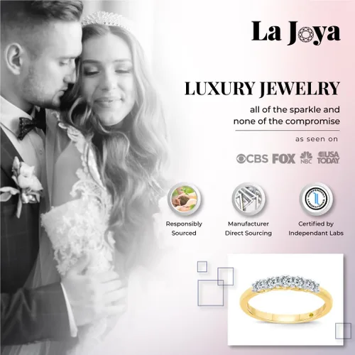 Miniatura 2 de Lab Grown Five Stone Diamond Rings for Women 10K Solid Yellow and White Gold Certified 14-1 CT. TW. Diamond Anniversary Bands and Wedding Rings