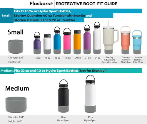 Miniatura 3 de Funda protectora de silicona para botellas de agua Hydroflask de 12 oz - 40 oz con parte inferior antideslizante Stanley Sleeve Cover Bumper Gris