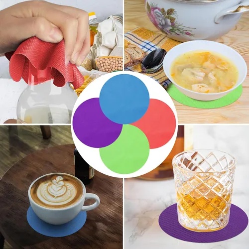 Miniatura 7 de Abridor de tarros de goma, 4 piezas para manos débiles, almohadilla de agarre de goma para personas mayores con artritis, posavasos de cocina