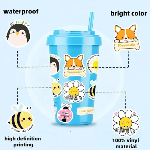 Miniatura 4 de 300 unidades de calcomanías lindas e inspiradoras para botellas de agua, calcomanías motivacionales para adultos, adolescentes, profesores