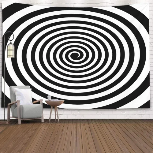 Miniatura 14 de Crannel Papel tapiz decorativo en blanco y negro, arte también conocido como estilo óptico visual que hace uso de ilusiones es un tapiz de 50 x 60