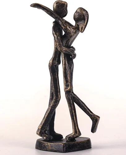 Regalo de escultura de hierro para 6º aniversario, estatua romántica de pareja para ella, decoración de metal negro hecha a mano, boda, San