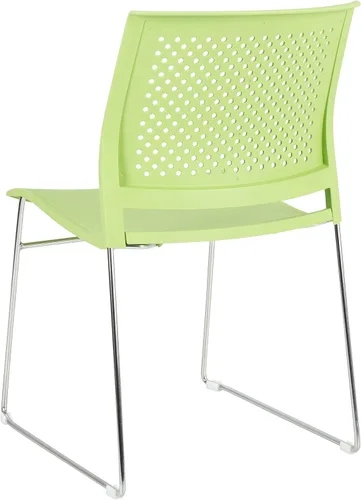 Miniatura 5 de Norwood Silla apilable de oficina con base de trineo cromado, con respaldo perforado (paquete de 5)