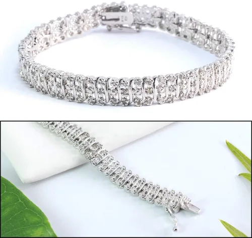 Miniatura 2 de Pulsera de oro blanco de 14 quilates para mujer Pulsera de tenis de diamantes de 1 quilate