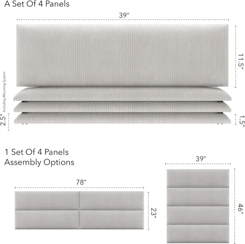 Miniatura 56 de Vant - Paneles tapizados para pared - Cabeceros montados en la pared tamaño King/Cal King - Cuero vintage blanco tórtola - Twin/King - Juego de 4