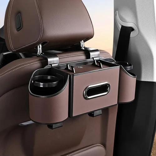 Miniatura 9 de Organizador de asiento trasero de automóvil, 4 en 1, caja de almacenamiento multifuncional para asiento trasero de automóvil con soporte para vasos