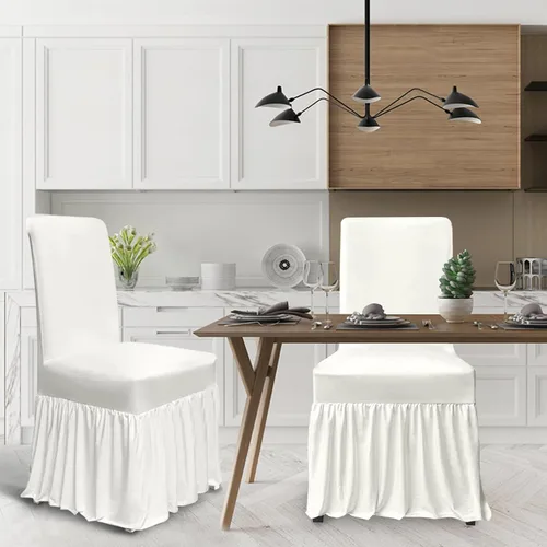 Miniatura 2 de molasofa Juego de 6 fundas para sillas de comedor, fundas elásticas para sillas con falda para cocina, protectores de asiento de cocina, decoración