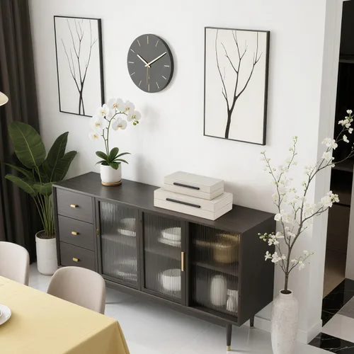 Miniatura 5 de Juego de 2 cajas de almacenamiento decorativas de cuero granulado beige con asas de metal negro – Cajas para joyas y recuerdos de cuero sintético