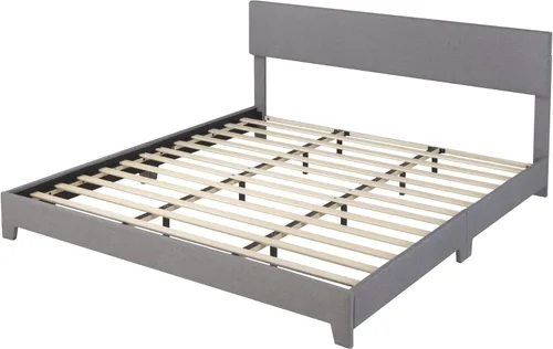 Miniatura 8 de Allewie Armazón de Cama de Plataforma Tamaño King con Cabecera Tapizada Ajustable, Listones de Madera Fuertes, Base de Colchón de Servicio Pesado