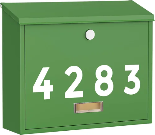 Miniatura 16 de LAND·VOI Buzón con cerradura montado en la pared, buzón de metal con tres juegos de calcomanías de números de buzón de correo, 4 llaves, 14.4" x