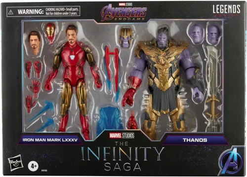 Hasbro Marvel Legends Series - Figura de acción a escala de 6 pulgadas, paquete de 2 figuras de juguete Iron Man Mark 85 vs. Thanos, personaje