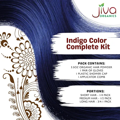 Miniatura 2 de Jiva Organic Indigo - Tinte en polvo para el cabello, 100% puro, certificado orgánico, sin productos químicos, kosher, vegano, libre de crueldad