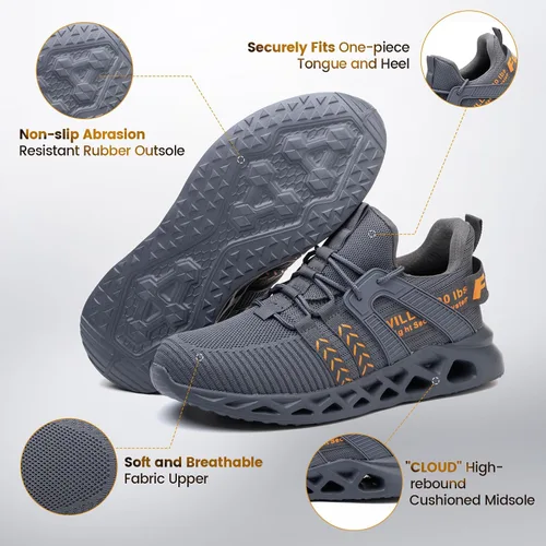 Miniatura 16 de Furuian - Tenis con punta de acero para hombres y mujeres, zapatos de seguridad ligeros, cómodos, a prueba de pinchazos, zapatos de trabajo