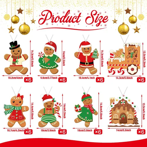Miniatura 2 de Funrous Kit de Manualidades de Hombres de Pan de Jengibre de Navidad de 48 Piezas Haz Tu Propio Hombre de Pan de Jengibre Adornos Colgantes