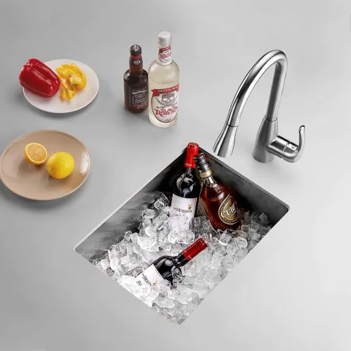 Miniatura 2 de TORVA Fregadero de Montaje Bajo para Cocina de 17 x 19 Pulgadas, Fregadero de Barra de Acero Inoxidable 304 Premium - 9 Pulgadas de Profundidad