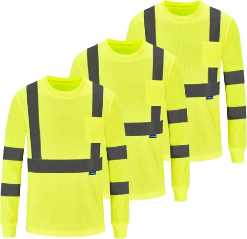 Miniatura 7 de A-SAFETY Camisa de seguridad, camiseta de trabajo de alta visibilidad, manga larga y corta, clase 3 (XS-6XL)