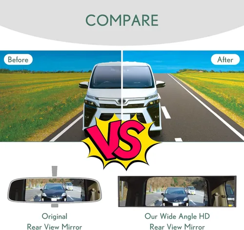 Miniatura 7 de Espejo universal de gran angular con clip, espejo retrovisor panorámico plano HD, antirreflejo, tinte transparente, accesorios para automóvil, SUV