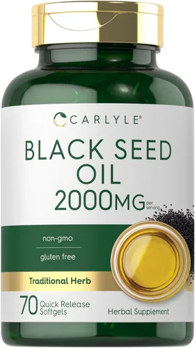 Carlyle - Cápsulas de Aceite de Semilla Negra en Gel | 2000mg | 70 Píldoras | para Mujeres y Hombres | Suplemento Herbal sin OMG y sin Gluten