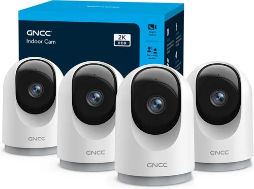 GNCC Cámaras de seguridad 2K, 4 piezas, cámara de seguridad para el hogar interior con detección de movimiento de 360° para mascotas/bebé/perro,