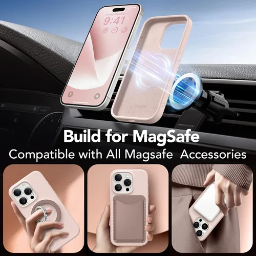 Miniatura 975 de GONEZ Funda de silicona para iPhone 15 Pro Max, compatible con Magsafe, protector de cámara + protector de pantalla, forro de microfibra suave