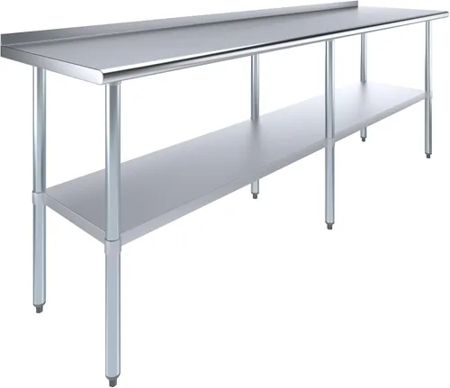 Miniatura 11 de AmGood Mesa de trabajo de acero inoxidable de 24 pulgadas x 12 pulgadas con protector contra salpicaduras de 1.5 pulgadas Mesa de preparación