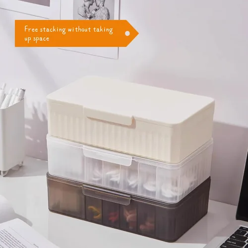 Miniatura 4 de Caja organizadora de cables extra ancha, cargador de viaje, estuche de almacenamiento para auriculares con tapa (amarillo crema)