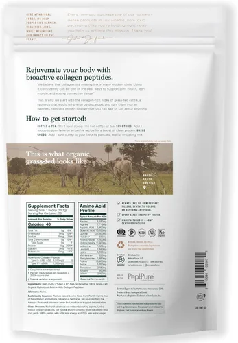 Miniatura 2 de Natural Force - Polvo de péptidos de colágeno orgánico limpio - Certificado orgánico USDA y sin OMG, Certificado Keto y Paleo - Polvo de proteína