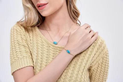 Miniatura 3 de CALOO TEEMOO Collares para mujer, cadena chapada en oro de 14 quilates con dije, collares largos de lujo para mujer, joyería de moda, collar de oro