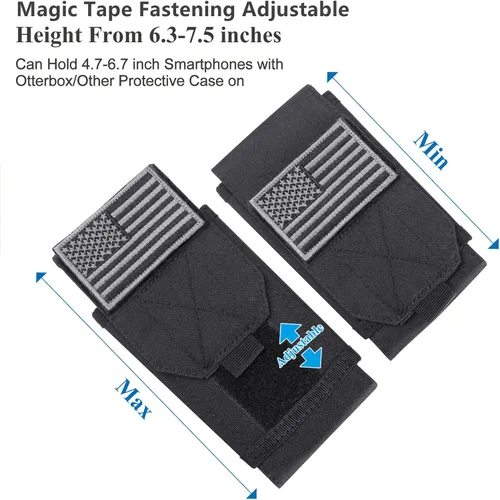 Miniatura 5 de Funda táctica negra Molle para teléfono celular, resistente al agua, para iPhone 11, 12, 13 Pro Max, Samsung S22, S21, S20, FE Note 20, A02S, menos