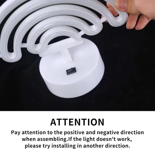 Miniatura 5 de Letrero de neón arcoíris con base, letreros de luz de neón arcoíris, lámpara LED para habitación de bebé, luces de noche de mesa alimentadas por USB