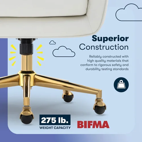 Miniatura 9 de Serta Ashleigh - Silla de oficina moderna, diseño acolchado de diamante, cojín de asiento de bobina de bolsillo, elegante sillón decorativo de Cuero