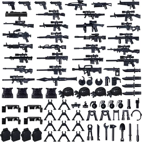 Miniatura 12 de 38 Piezas Paquete de Armas Militares de la Segunda Guerra Mundial, Accesorios de Armas Estilo Soldado, Juegos de Armas del Ejército Juguetes