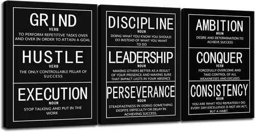 Miniatura 19 de Arte de Pared Motivacional 40 Razones para Entrenar 3 Piezas Pintura Impresión en Lienzo Decoración de Oficina Póster Mentalidad Millonaria