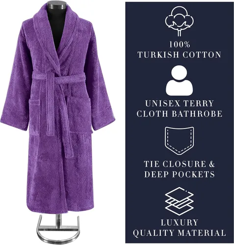 Miniatura 6 de Classic Turkish Towels - Luxury Terry Cloth Robe for Men and Women, 100% Turkish Cotton, Soft and Plush, Long Unisex Bathrobe