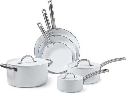 Miniatura 9 de BLACK+DECKER Juego de utensilios de cocina de aluminio anodizado duro de cerámica de 12 piezas, ollas y sartenes con revestimiento antiadherente
