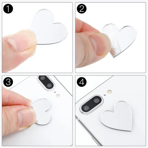 Miniatura 4 de Jetec 100 piezas de azulejos de espejo en forma de corazón, pequeños espejos para manualidades, mosaico de bricolaje pequeño círculo mini azulejos